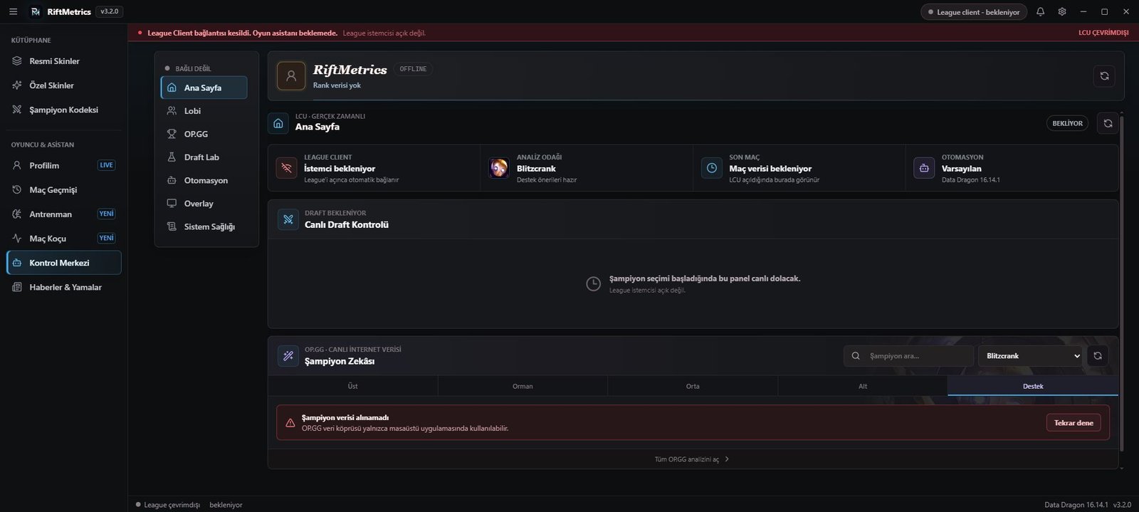 RiftMetrics League of Legends live analysis dashboard
